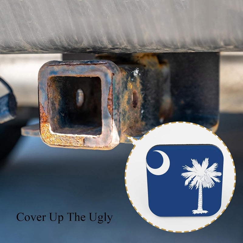 Tnomchey South Carolina State Flag Receiver Cover Hitch Plugs Blue North America Banner Patriot Rubber Receiver Tube Hitch Plug Car Exterior Accessories Fits for Pickup Trucks Cars - Image 4
